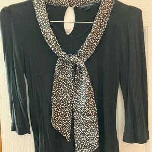 Banana Republic Black Blouse with White Dot Scarf Detail